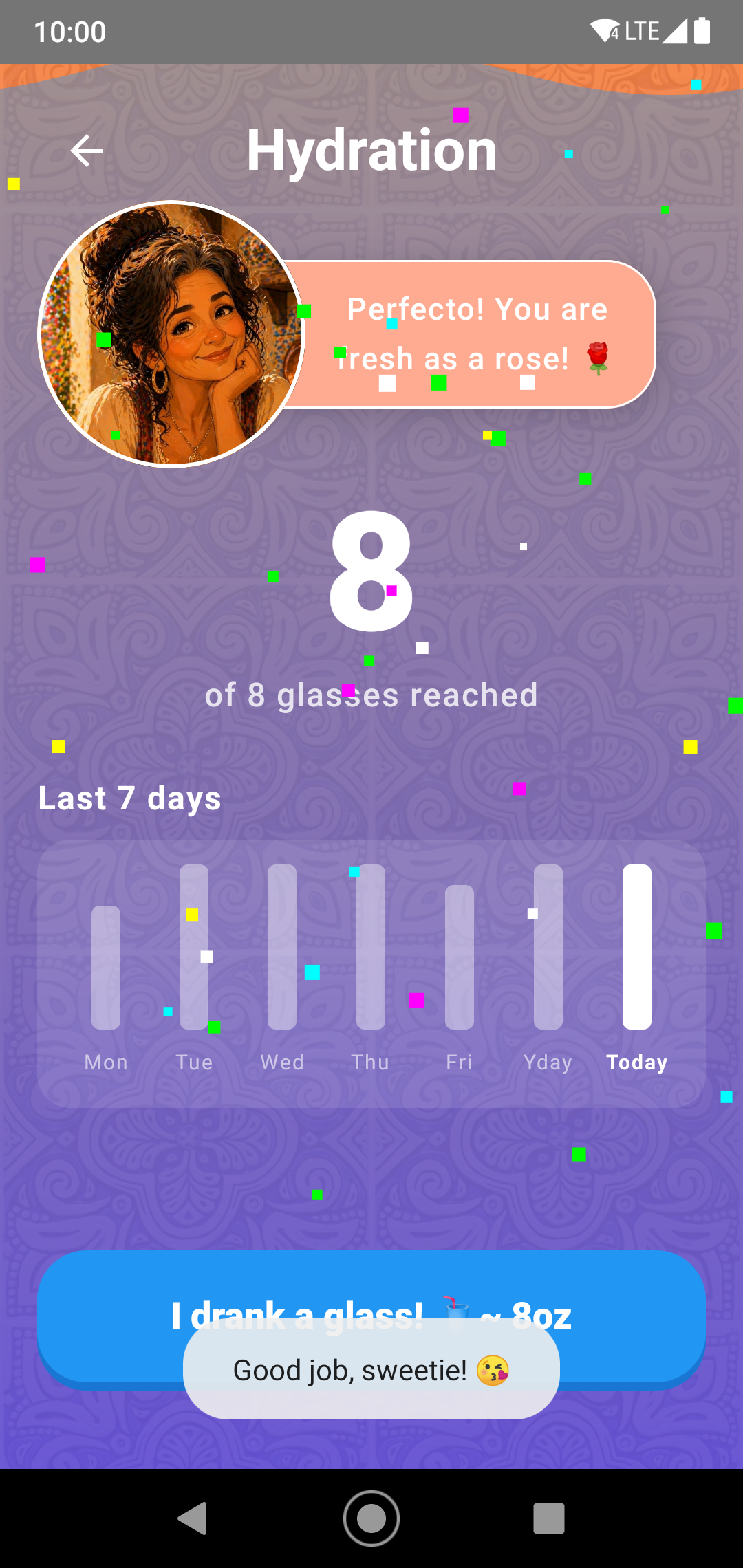 MadreMia Android app Animated Hydration Tracker Screen preview