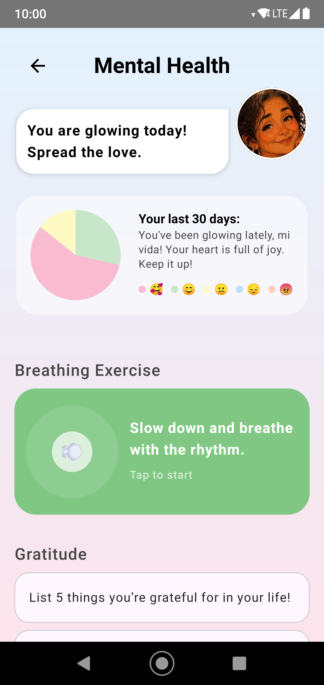 MadreMia Android app Mental Sanctuary Hub Screen preview