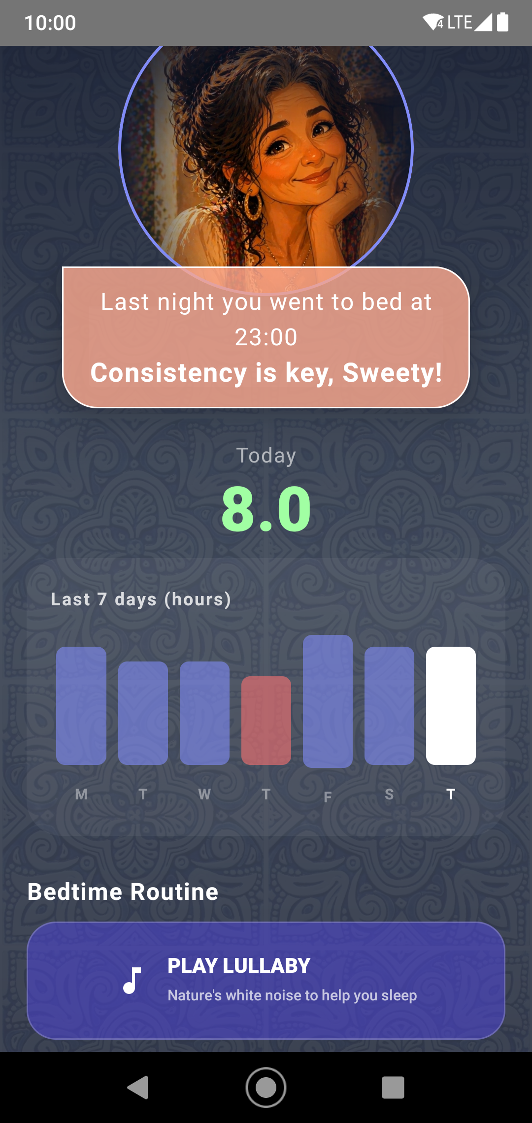 MadreMia Android app Sleep tracker screen preview