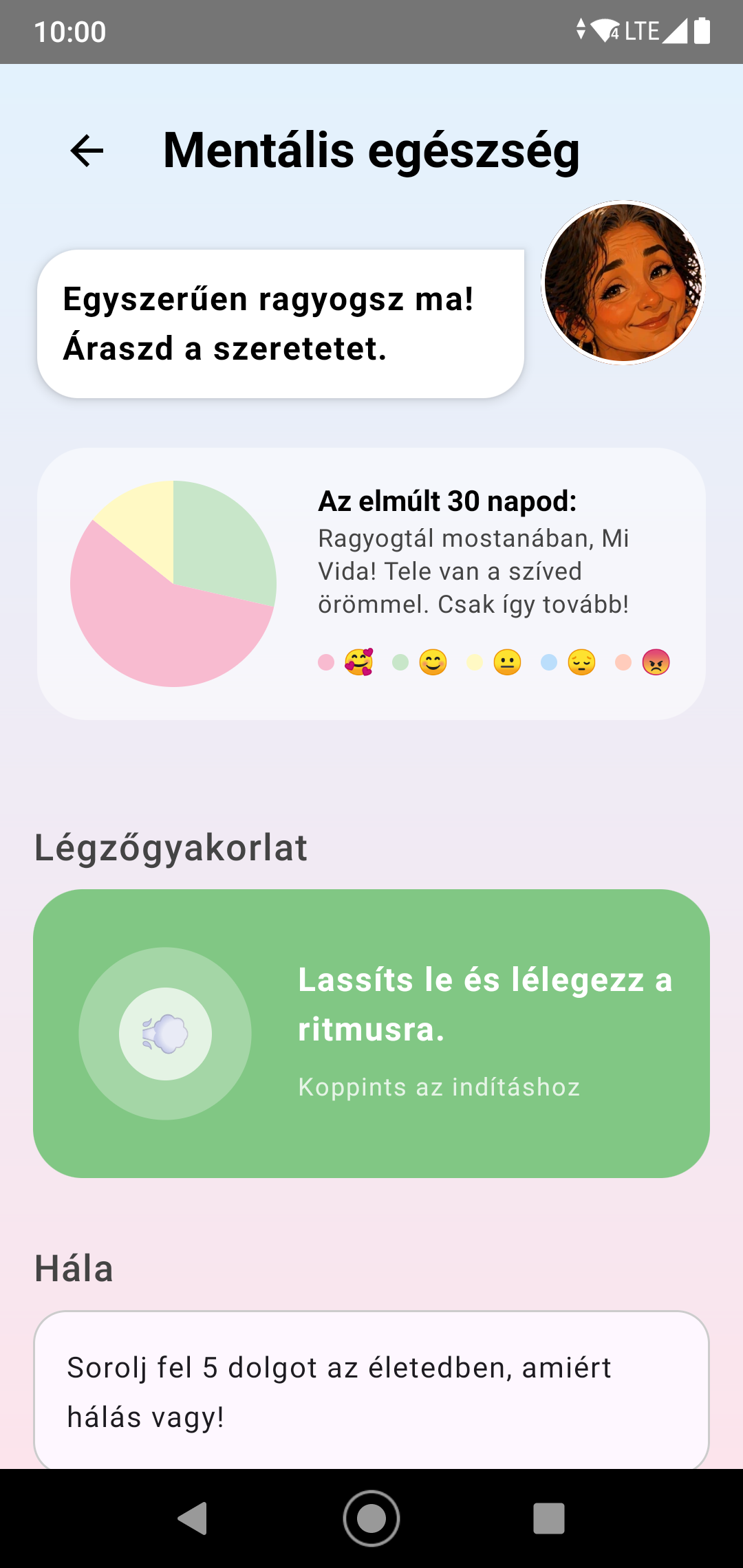 MadreMia Android app Mentális Menedék központ képernyő előnézet